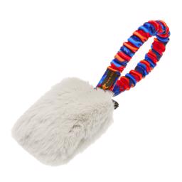 Tug-e-nuff Faux Fur Pocket Bungee Squeaker Dummy med konstpäls & pip Orange